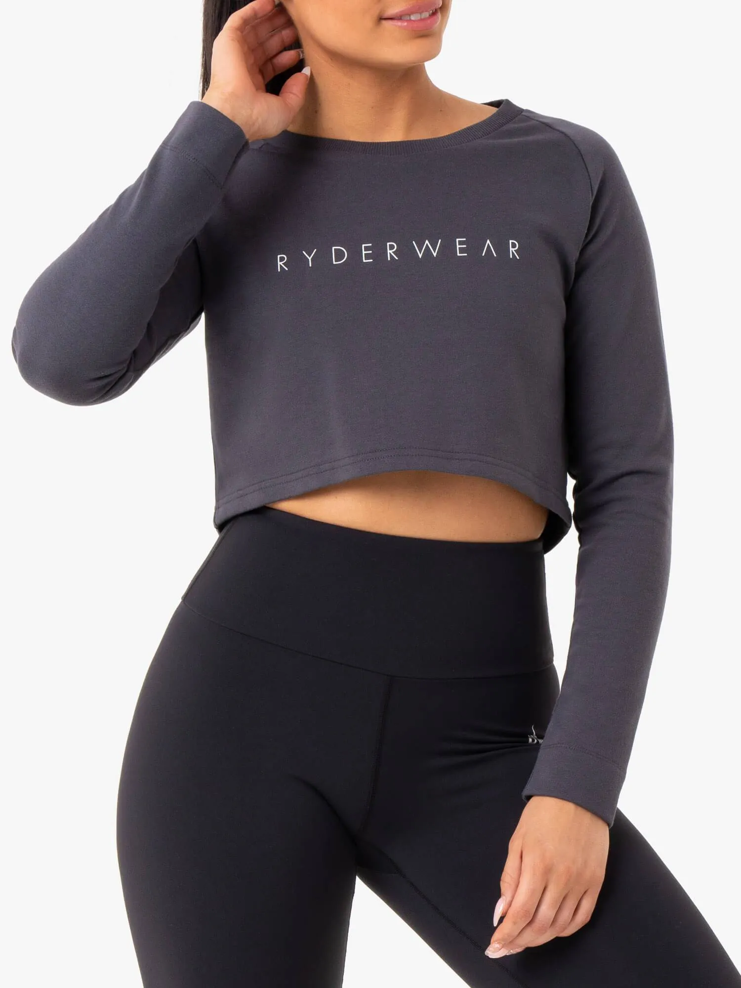 Staples Cropped Sweater - Charcoal