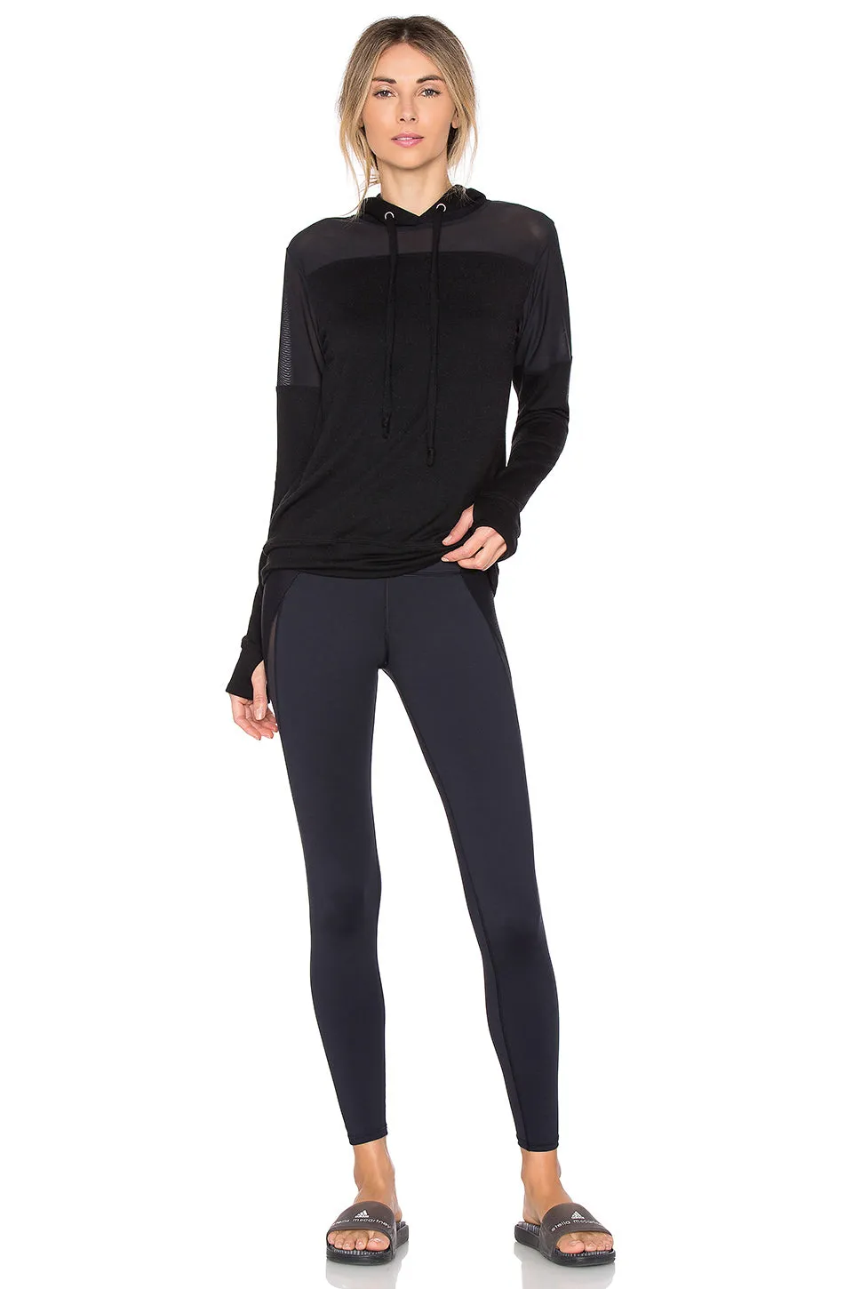 Strut This Austin Mesh Hoodie Sweatshirt Black