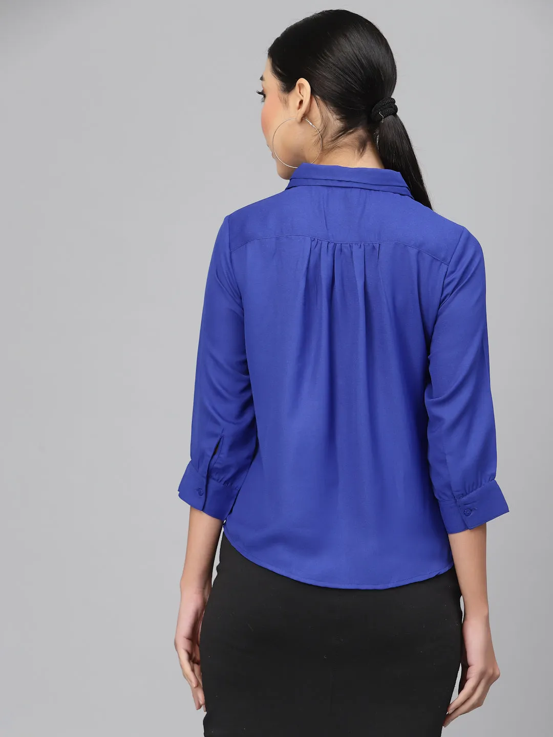 Style Quotient Women Blue Smart Formal Shirt