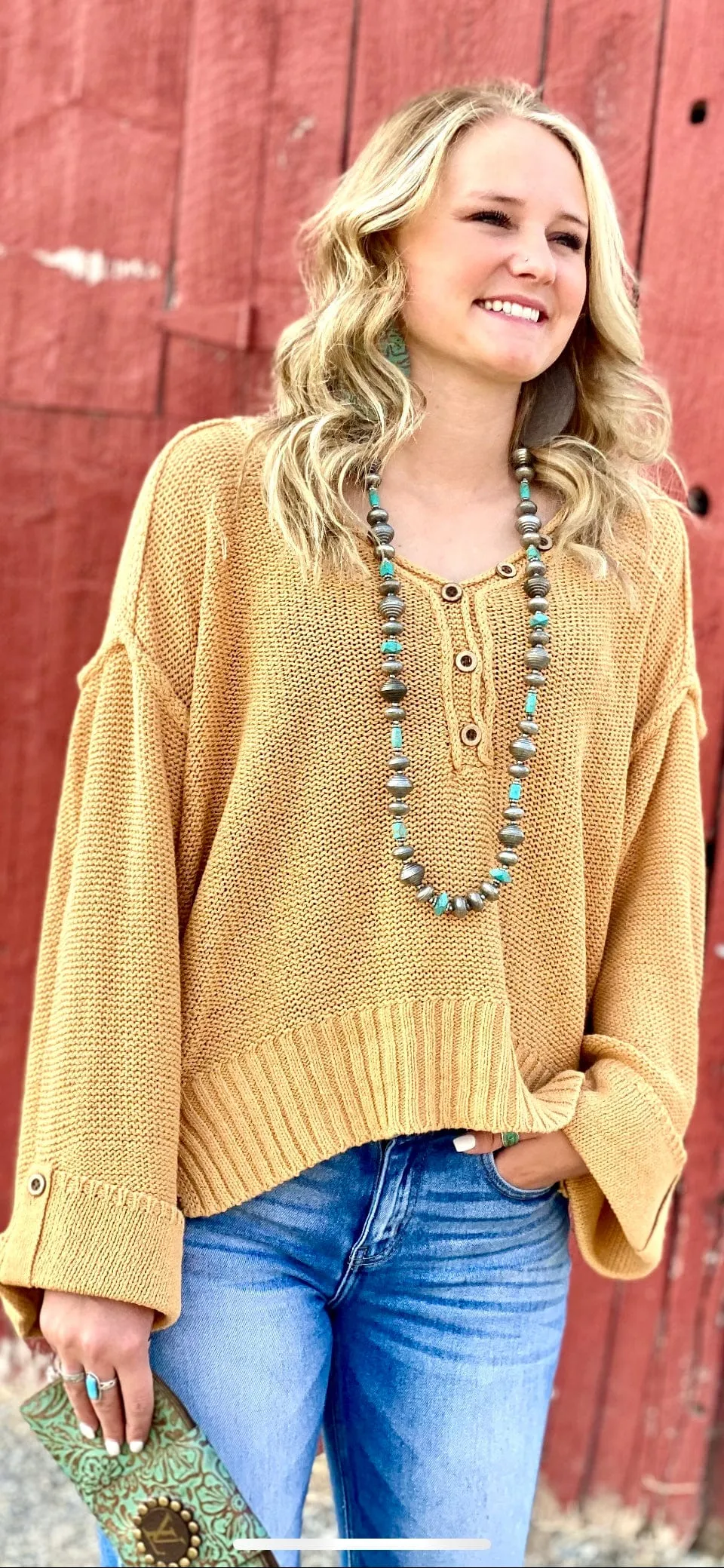 The Fall Colors Miles City Cuff Mustard Sweater