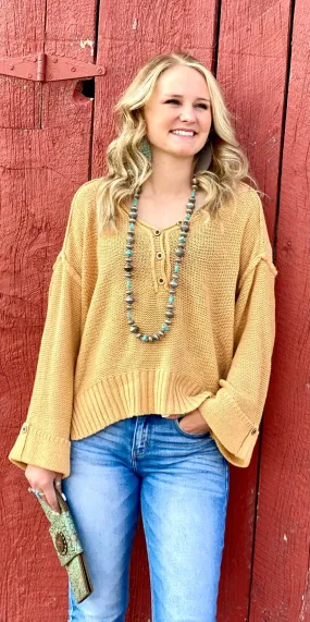 The Fall Colors Miles City Cuff Mustard Sweater