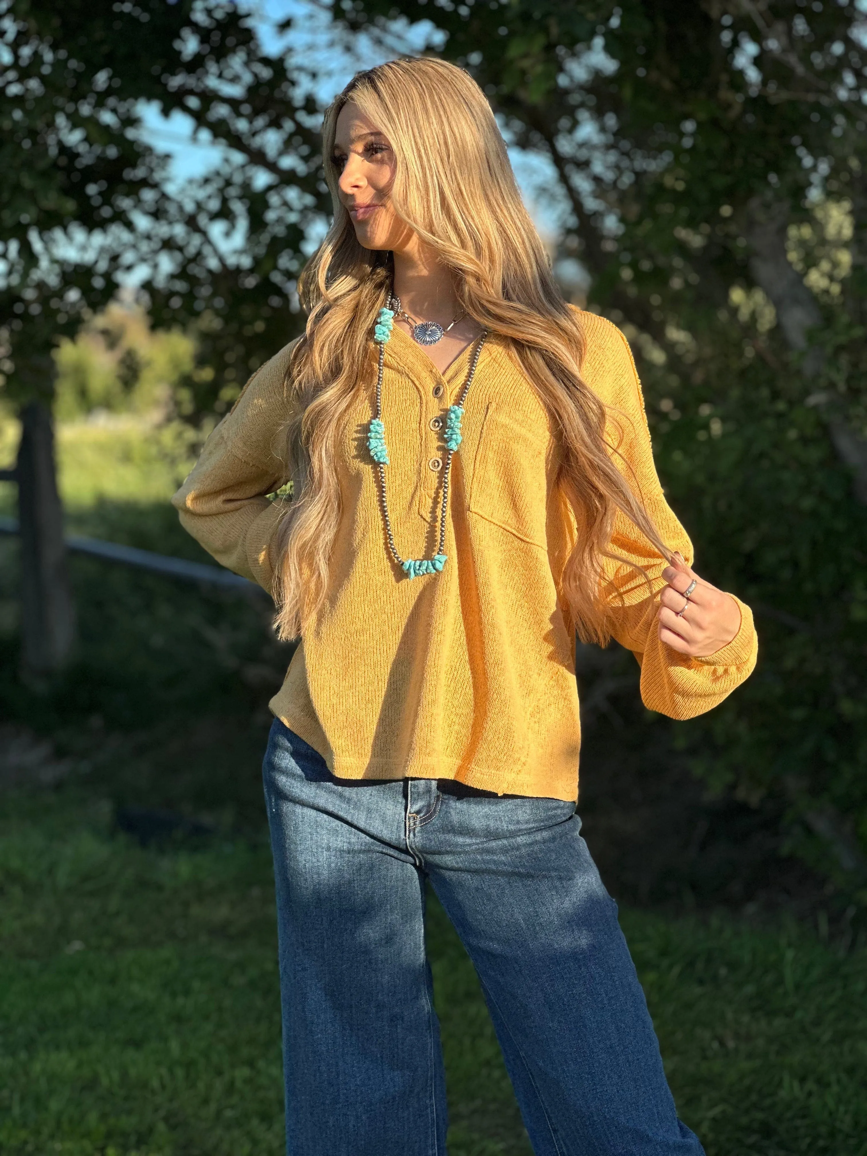 The Montana Mustard Hoodie Top