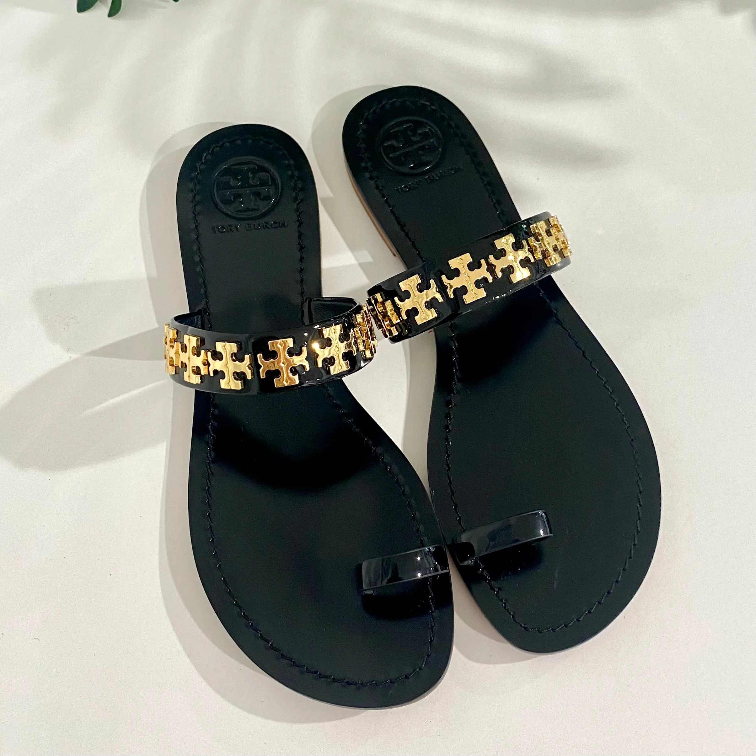 Tory Burch Black Patent Val Sandals