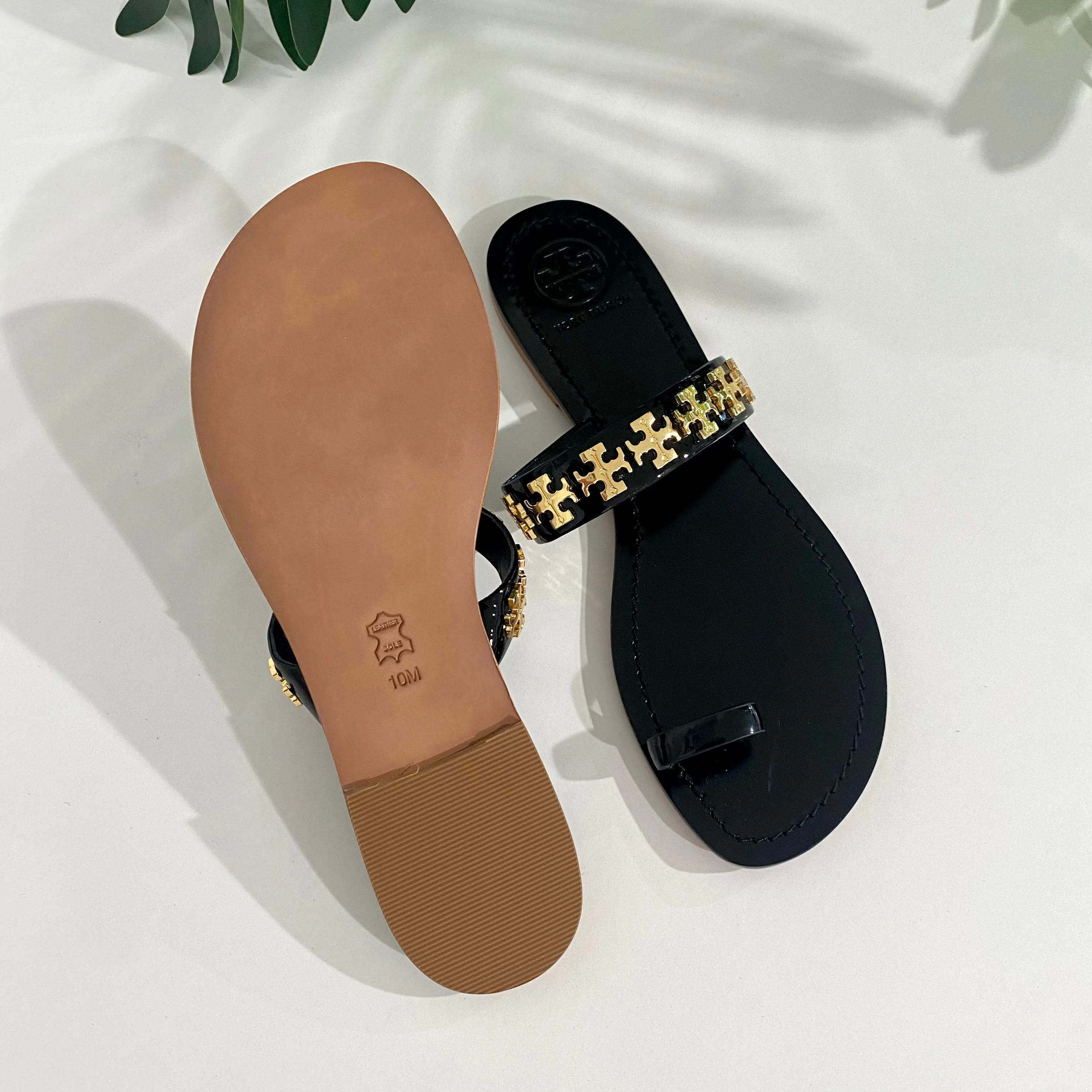 Tory Burch Black Patent Val Sandals