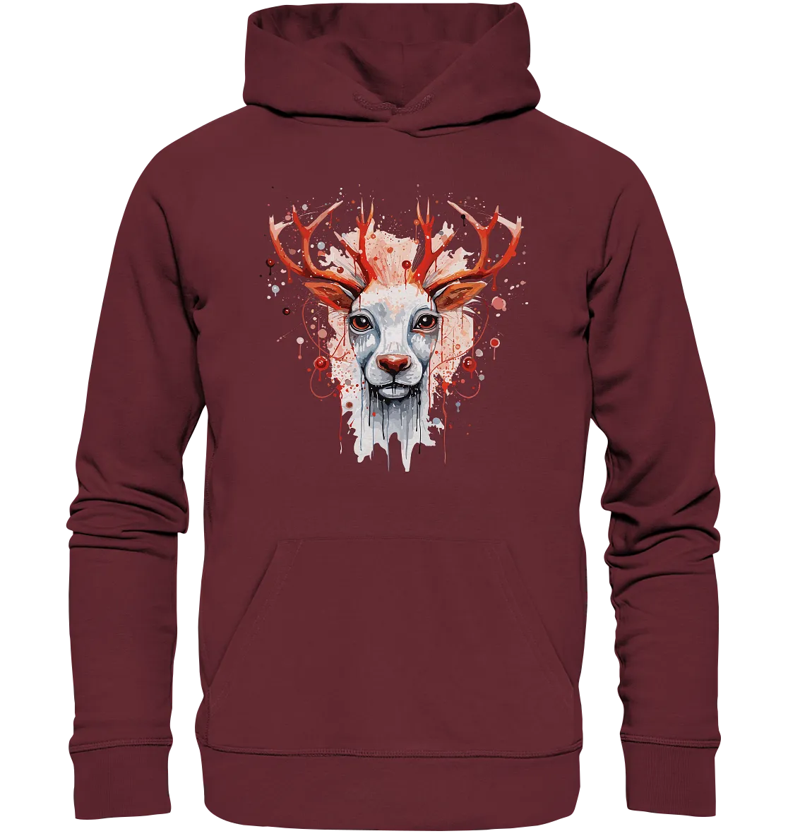 Unisex Bio-Hoodie mit Weihnachtsmotiv "Rentier rote Nase"