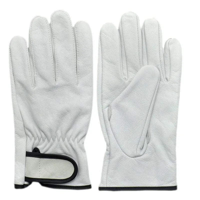 Unlined White Cowhide Leather Working Gloves Riding Cycling Bike Man & Woman Soft  Fit