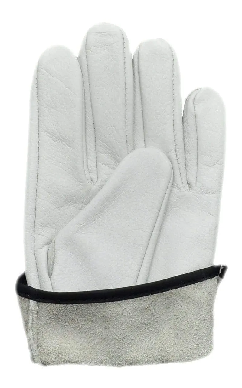 Unlined White Cowhide Leather Working Gloves Riding Cycling Bike Man & Woman Soft  Fit