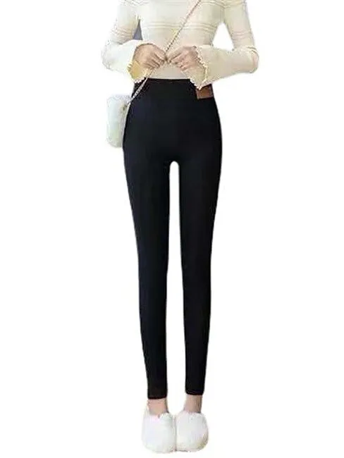 Women's High-Quality Fleece-Lined Winter Leggings with Side Pockets